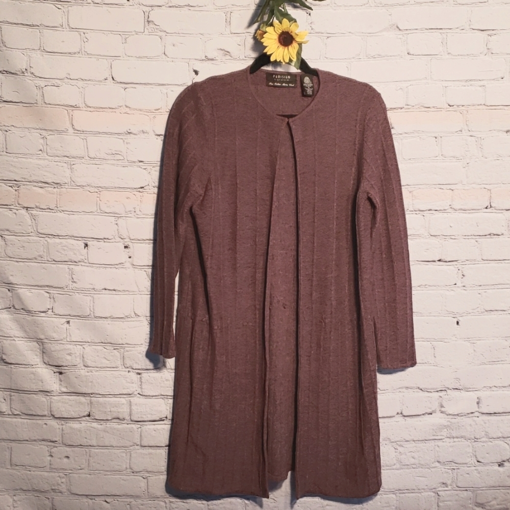 Parisian Signature vintage 100% wool cardigan purple heather Sz M